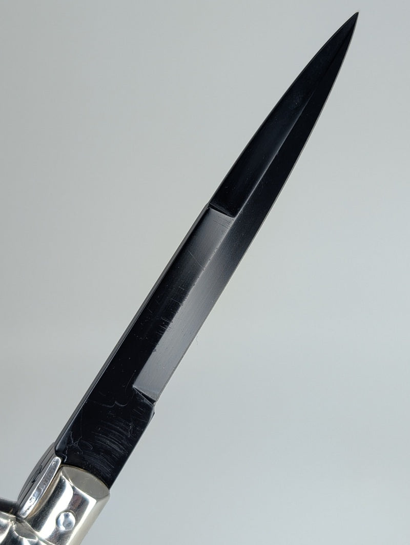 *Consignment* Armando Beltrame Horn Handle Black Blade Italian Stiletto Auto Folding Knife