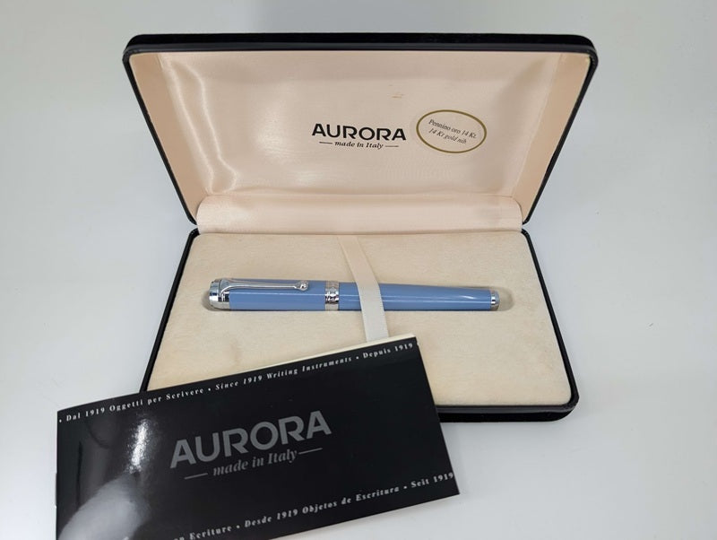 *Consignment* Aurora Talentum Light Blue Fountain Pen 14k Gold Medium Nib