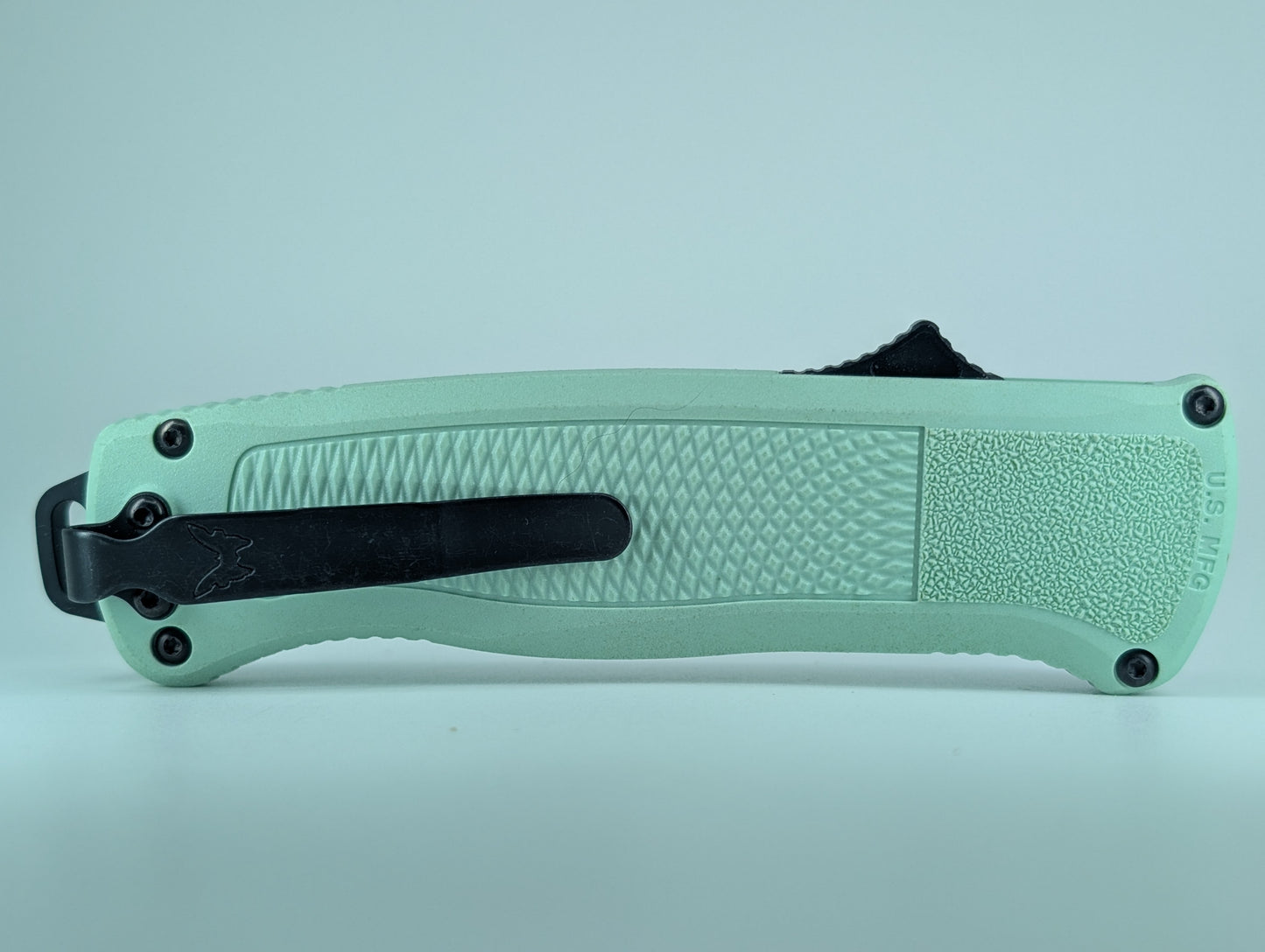 *Consignment* Benchmade Shootout Sea Foam Green Out the Front Knife
