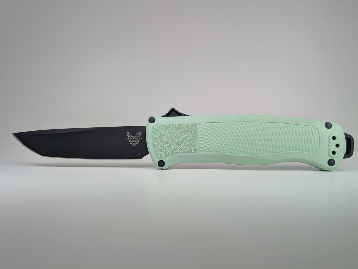 *Consignment* Benchmade Shootout Sea Foam Green Out the Front Knife