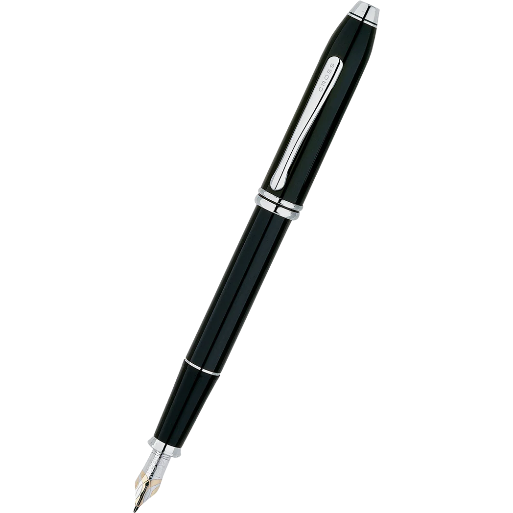 AT Cross Townsend Black Chrome Fountain Pen 18k Gold Medium Nib