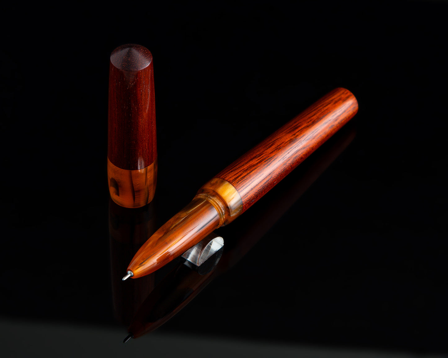 Rhys' Pieces Custom Rollerball Pen - Bloodwood & "Antique Gold" Acrylic