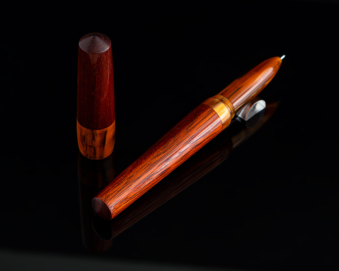 Rhys' Pieces Custom Rollerball Pen - Bloodwood & "Antique Gold" Acrylic