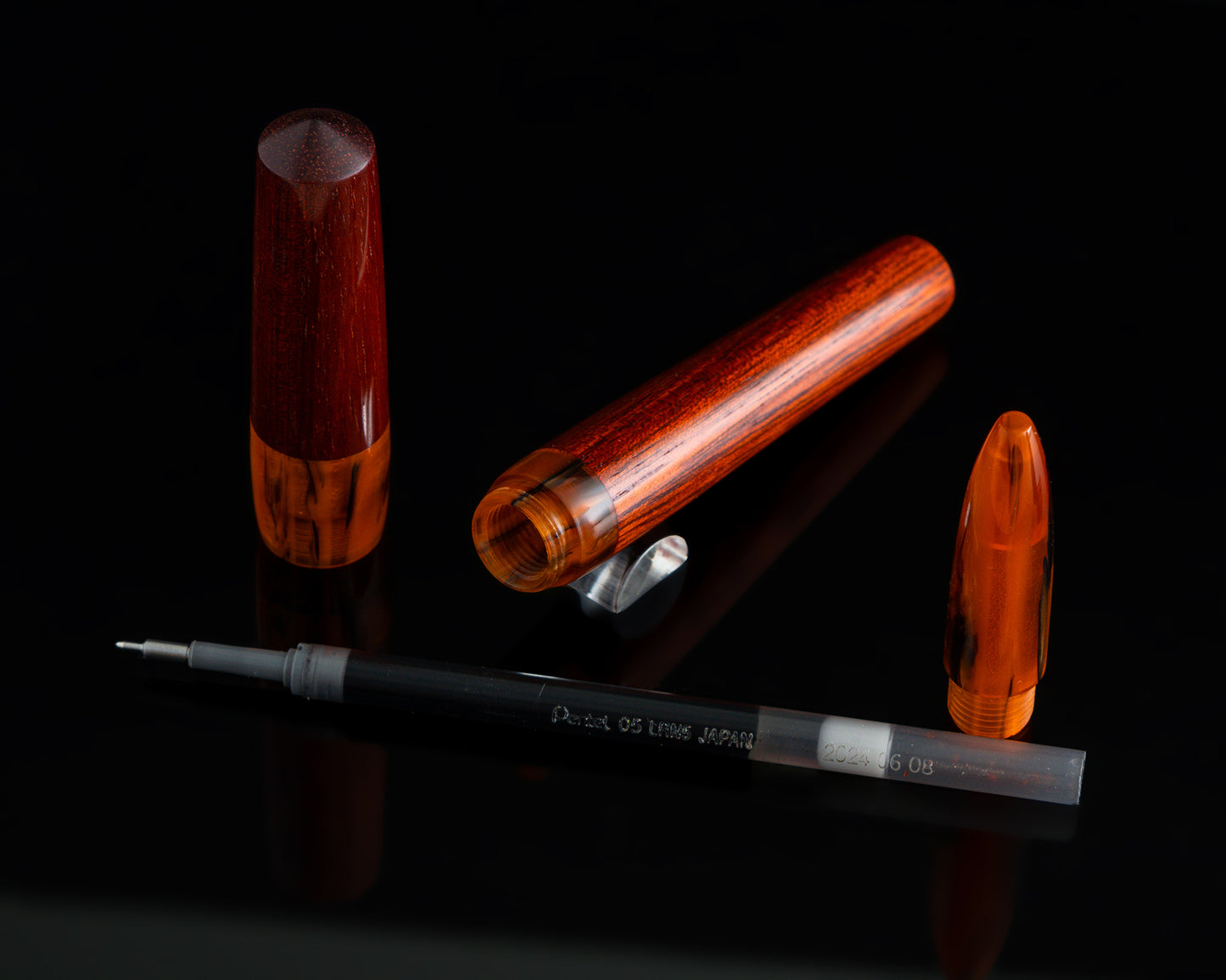 Rhys' Pieces Custom Rollerball Pen - Bloodwood & "Antique Gold" Acrylic