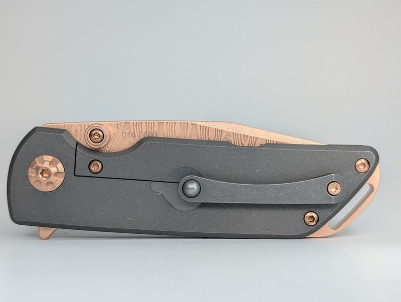 Boker Solingen M4 Sherman Damasteel Rose Gold Frame Lock Folding Knife