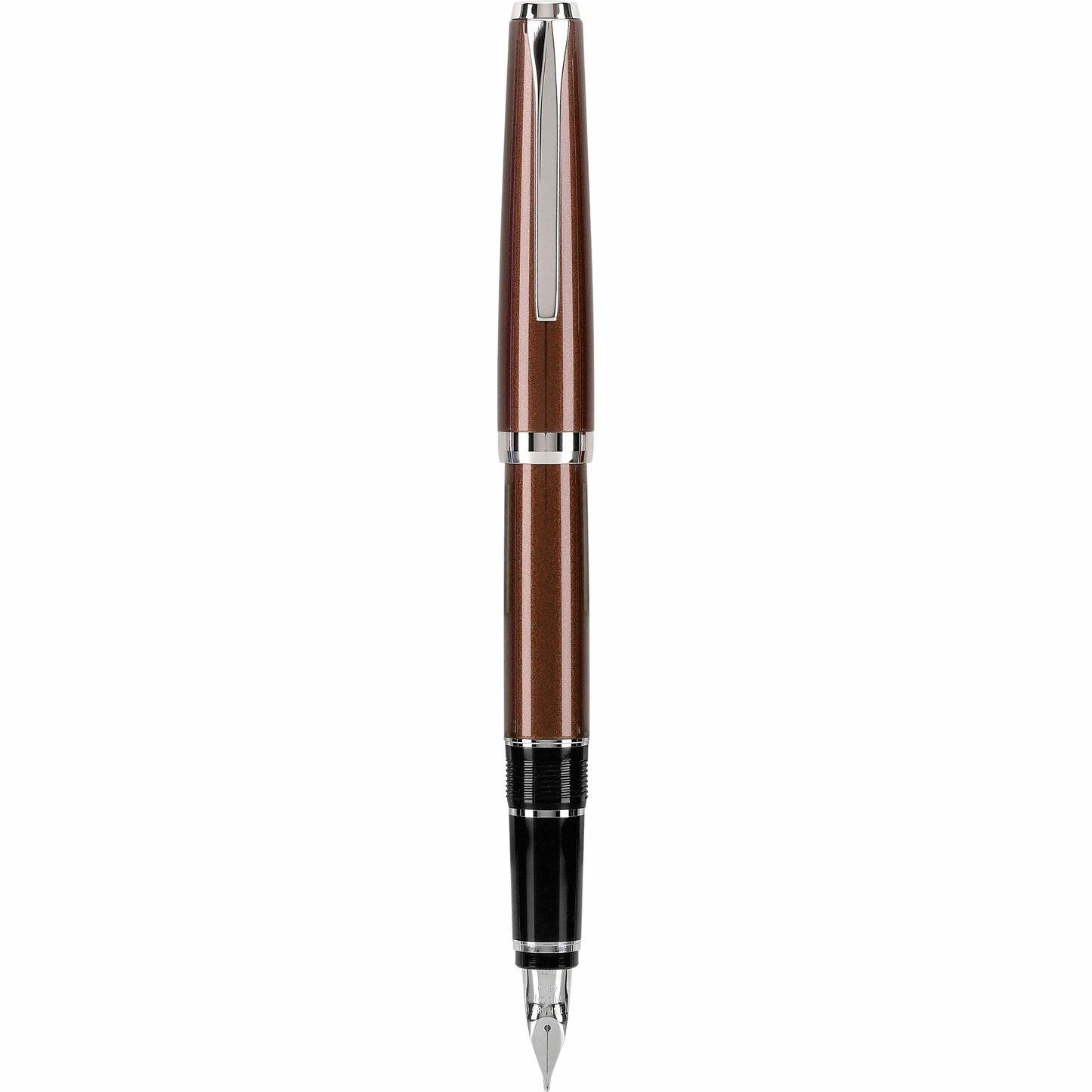Brown Pilot Falcon Metal Fountain Pen on a white background