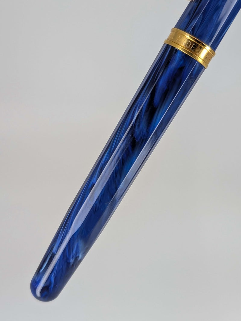 *Consignment* Caran d'Ache Equinox Blue Marble Fountain Pen Steel Medium Nib