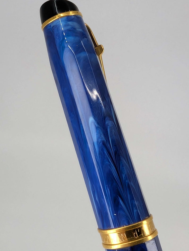 *Consignment* Caran d'Ache Equinox Blue Marble Fountain Pen Steel Medium Nib
