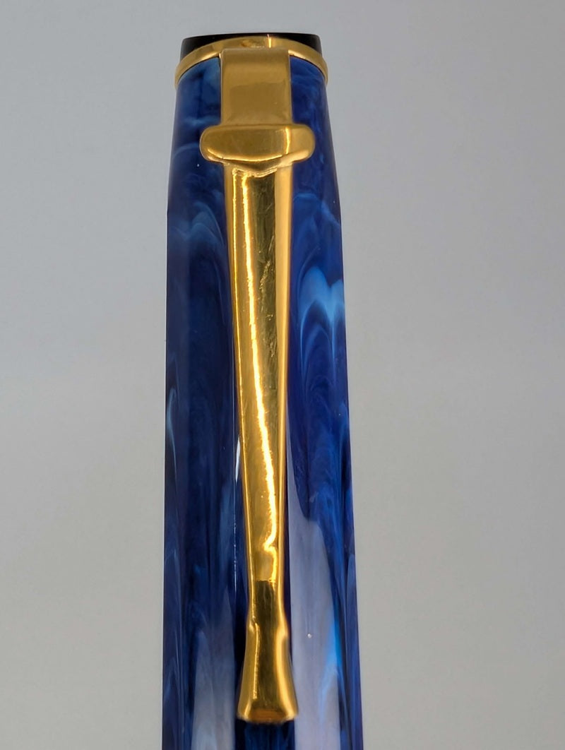 *Consignment* Caran d'Ache Equinox Blue Marble Fountain Pen Steel Medium Nib