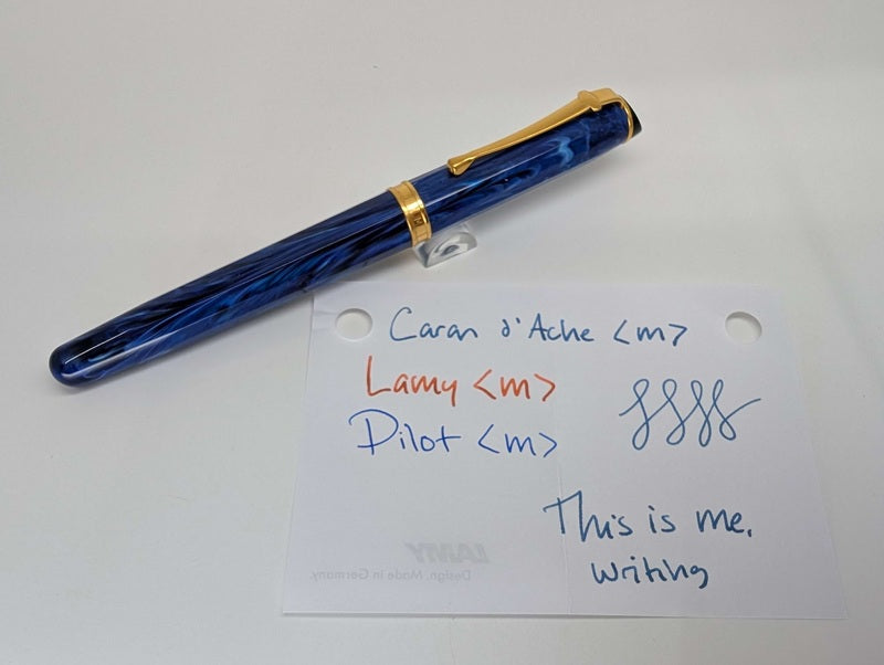 *Consignment* Caran d'Ache Equinox Blue Marble Fountain Pen Steel Medium Nib