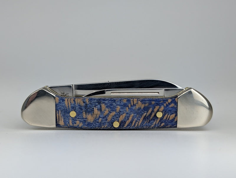 Case Knives Blue Sycamore Wood Smooth Baby Butterbean Slip Joint Knife