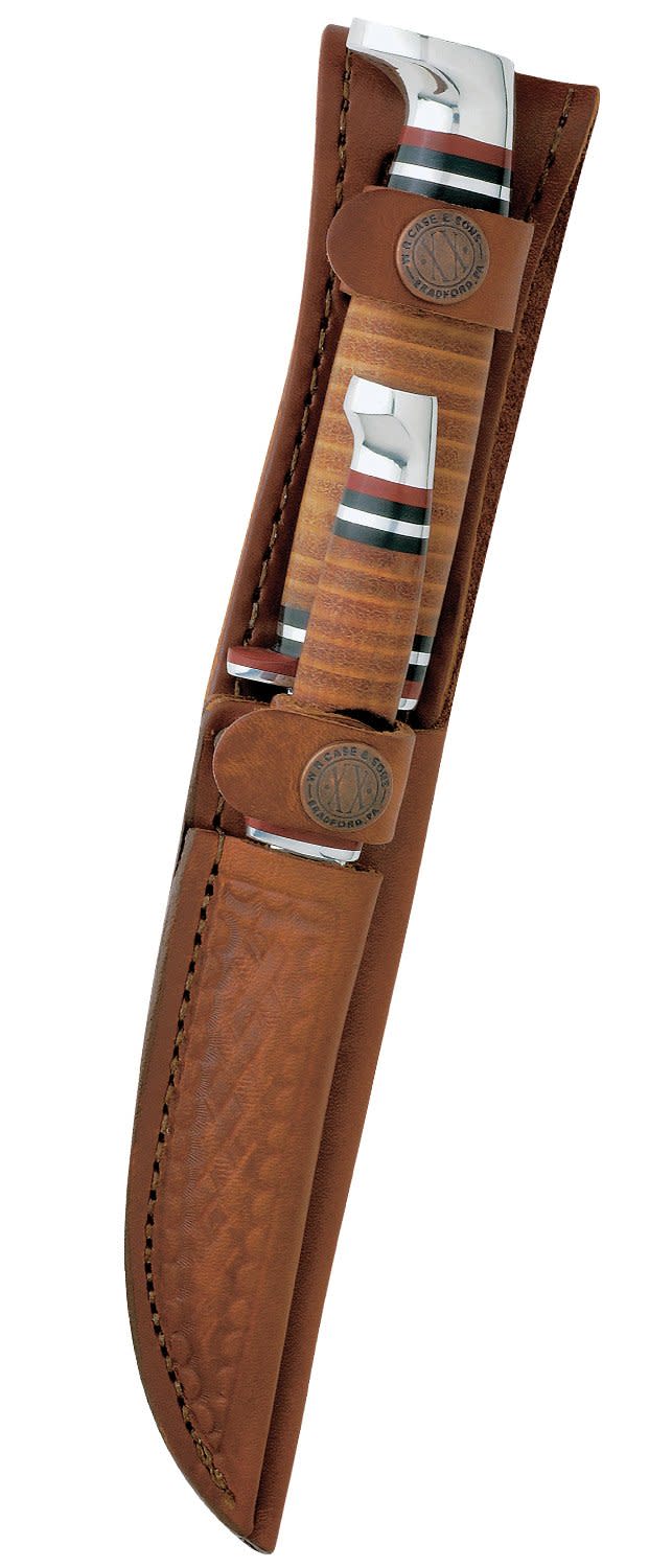 Case Knives Leather Hunter Two Knife Hunting Set with Leather Sheath
