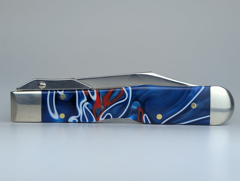 Case Knives Patriotic Kirinite Smooth Cheetah Cub Pocket Knife