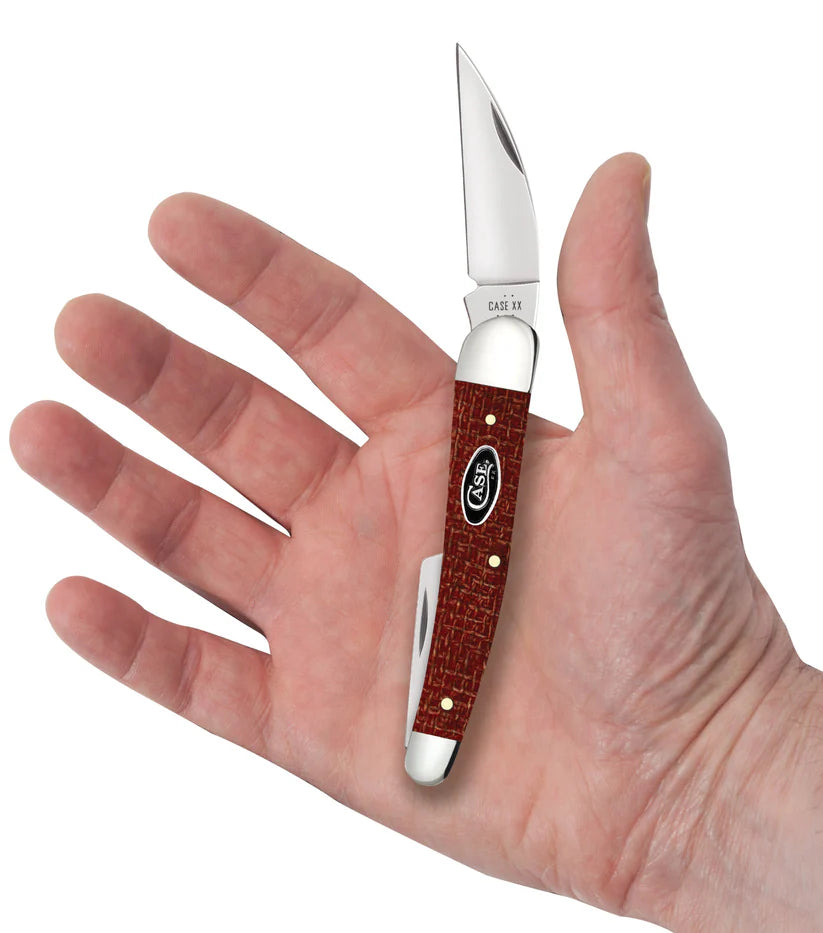 Case Knives Smooth Dark Red Burlap Micarta Seahorse Whittler