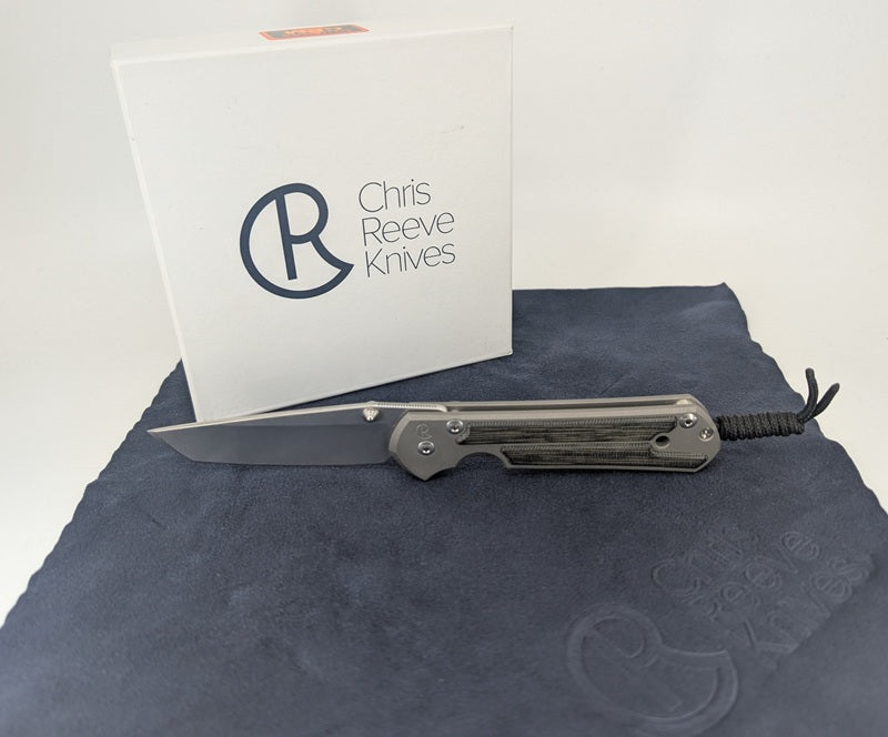 *Consignment* Chris Reeve Knives Large Sebenza 21 Inlay Black Canvas Micarta Tanto Frame Lock Folding Knife