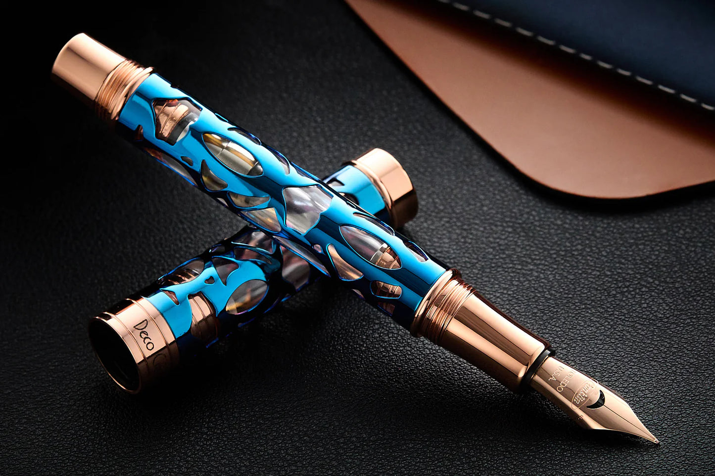 Conklin Endura Deco Crest Demo / Blue Rose Gold Fountain Pen