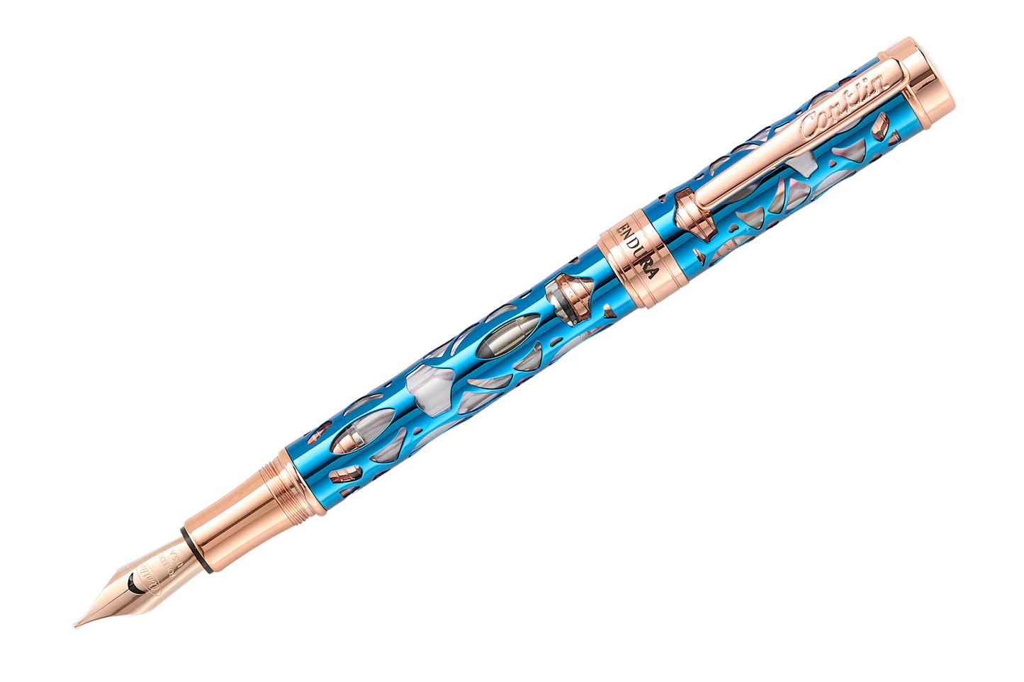 Conklin Endura Deco Crest Demo / Blue Rose Gold Fountain Pen