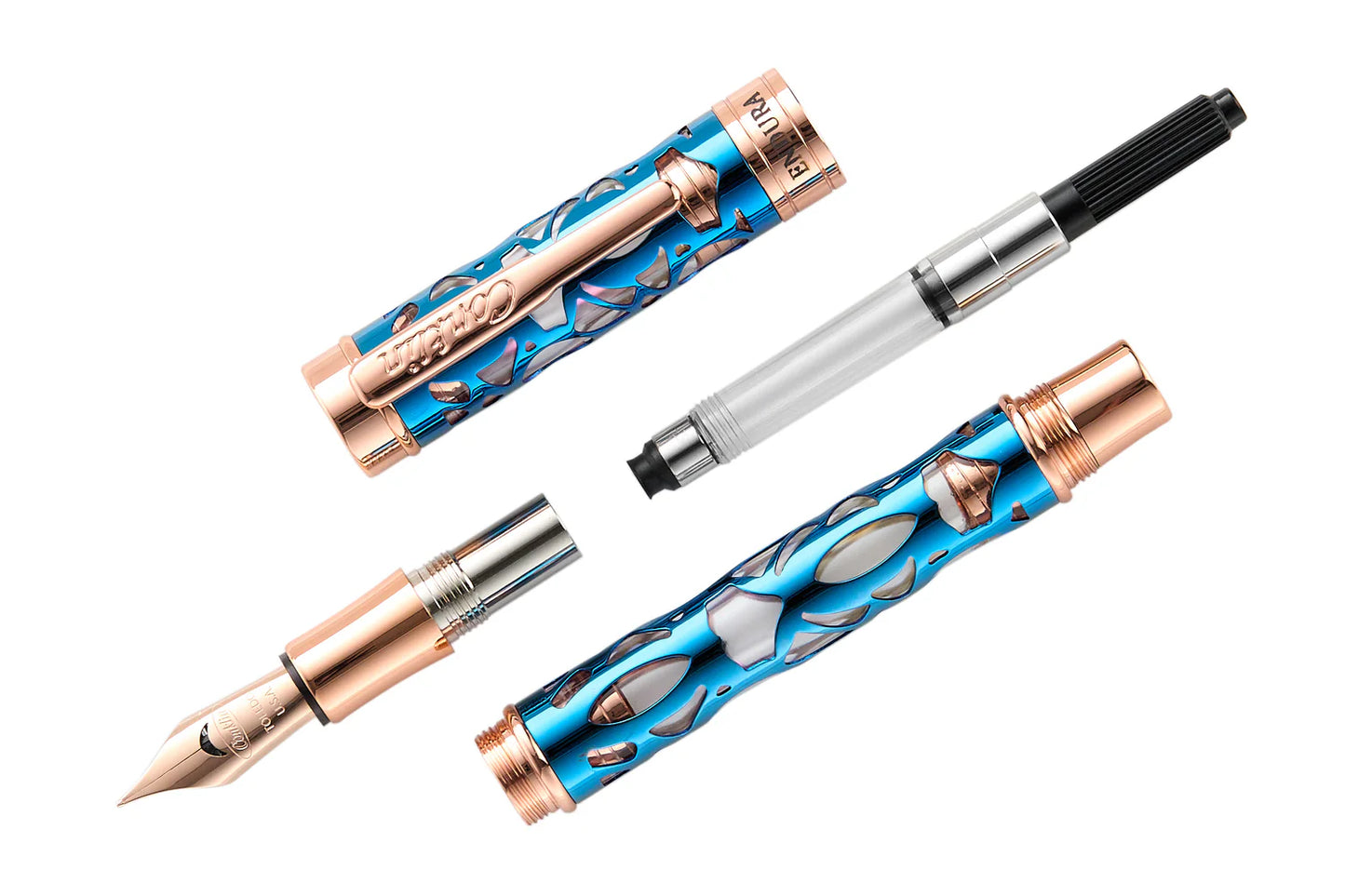 Conklin Endura Deco Crest Demo / Blue Rose Gold Fountain Pen