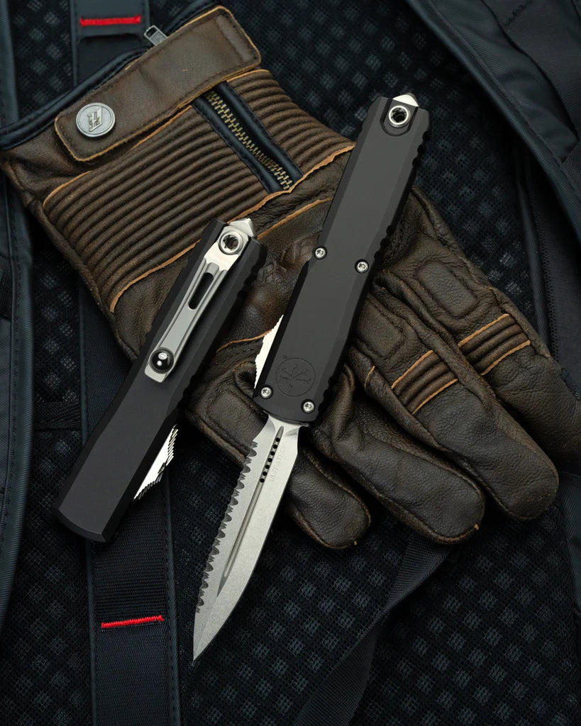 Microtech Ultratech Gen III ZBT D/E Stonewash Full Serrated Out the Front Knife