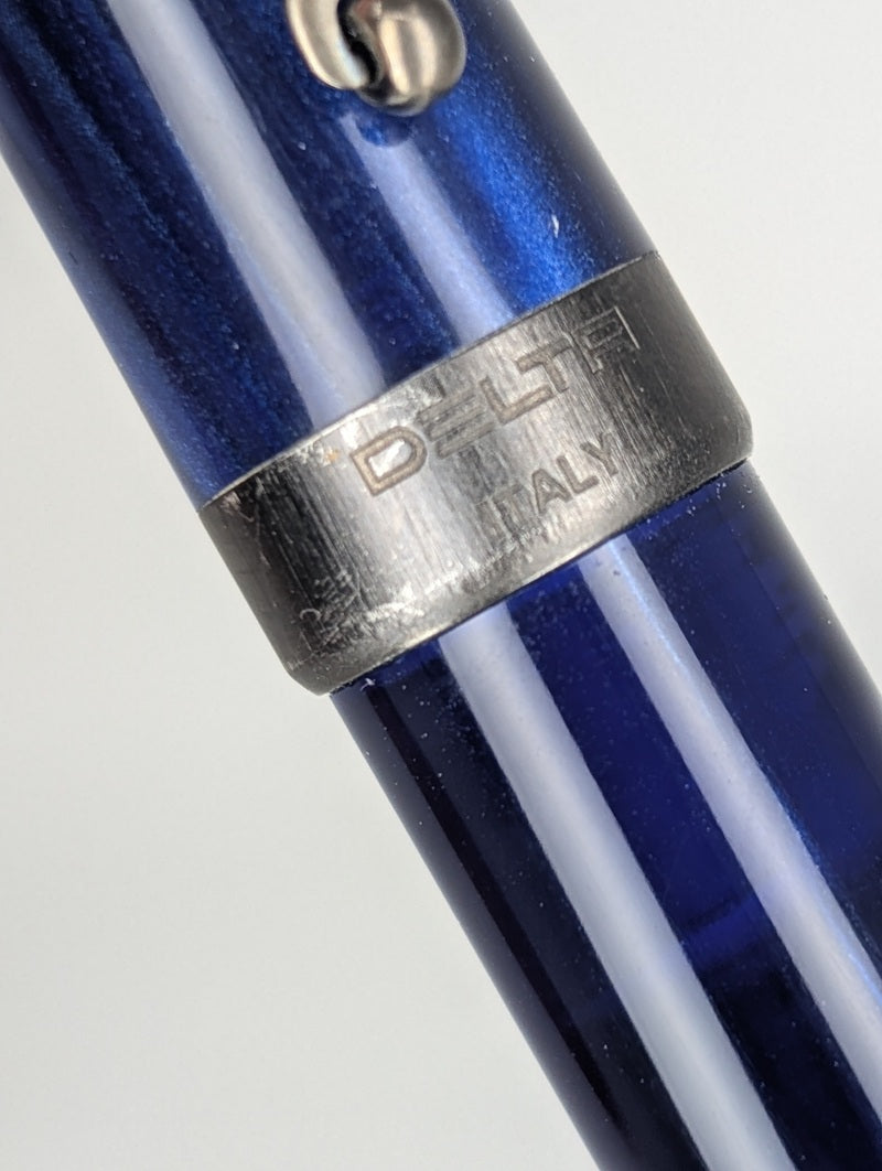*Consignment* Delta Serena Blue Fountain Pen Titanium Broad Nib