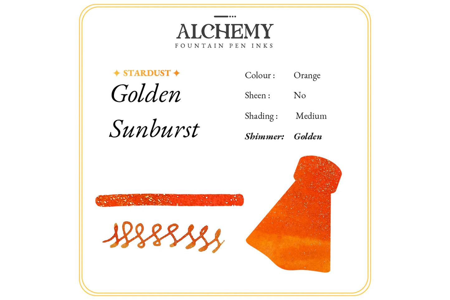Endless Alchemy Golden Sunburst Fountain Pen Ink 45mL Bottle