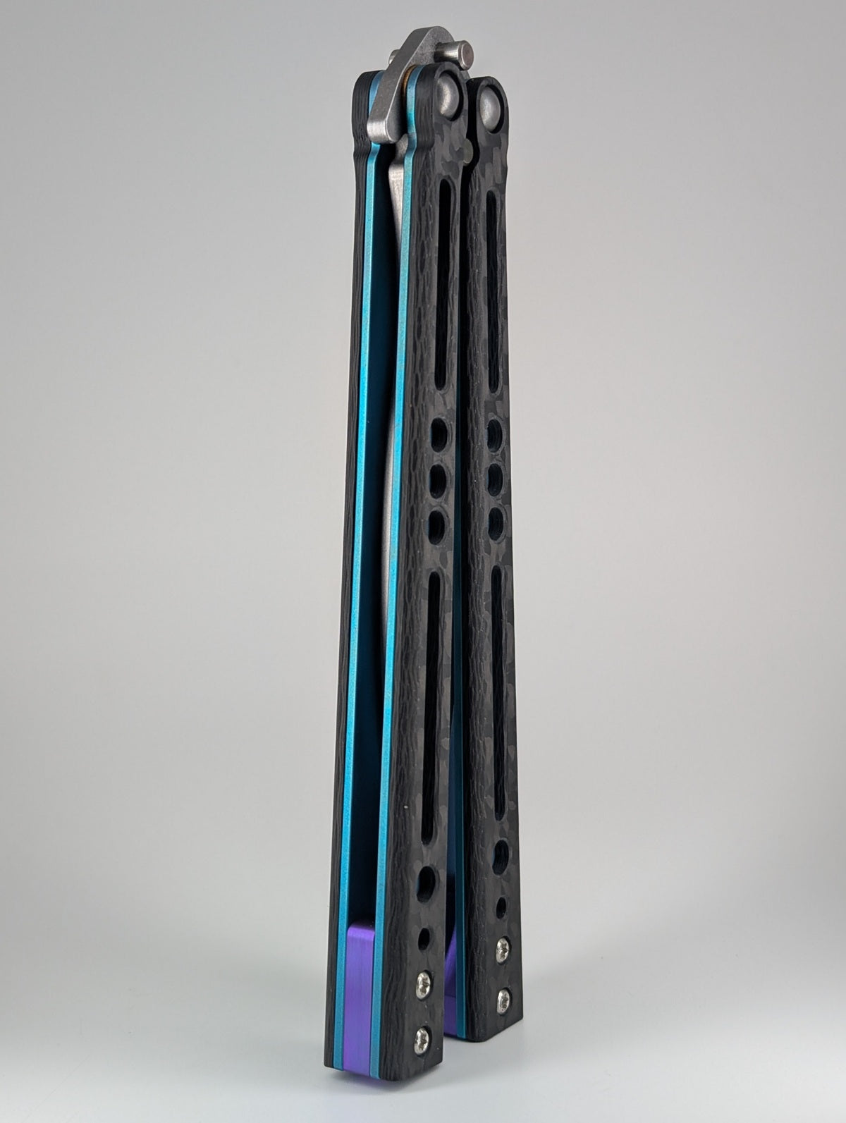 HOM Design Prodigy CF / Ti Teal Balisong Trainer Mod. C