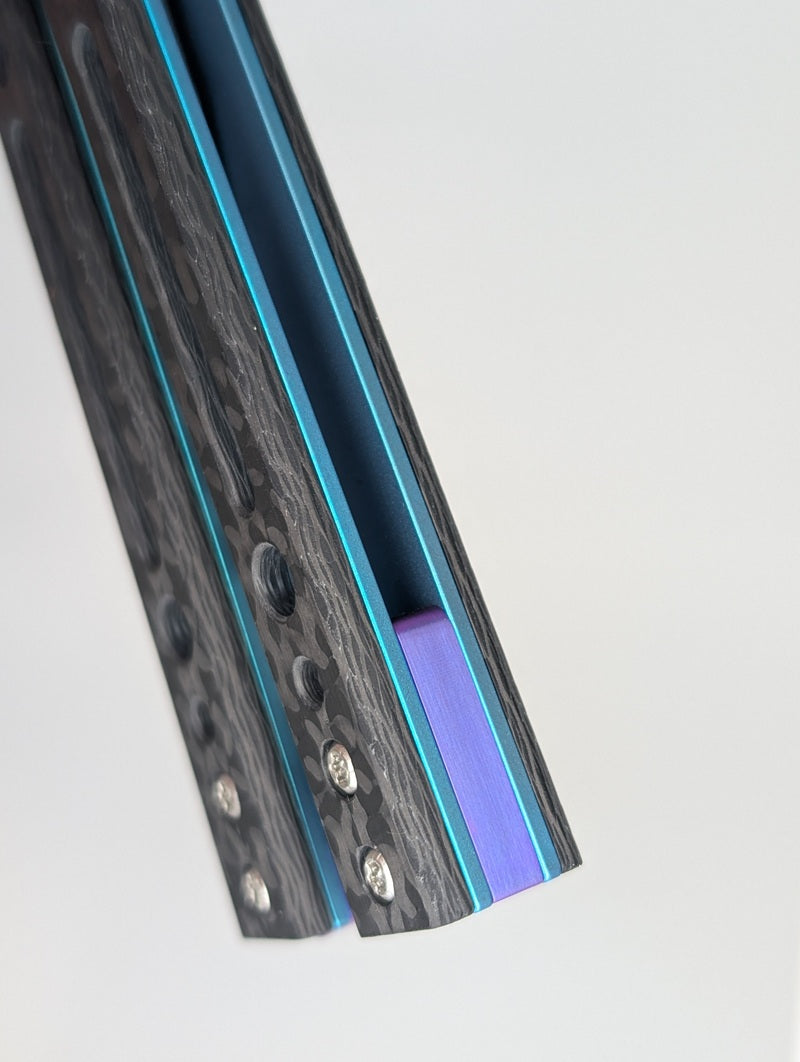 HOM Design Prodigy CF / Ti Teal Balisong Trainer Mod. C