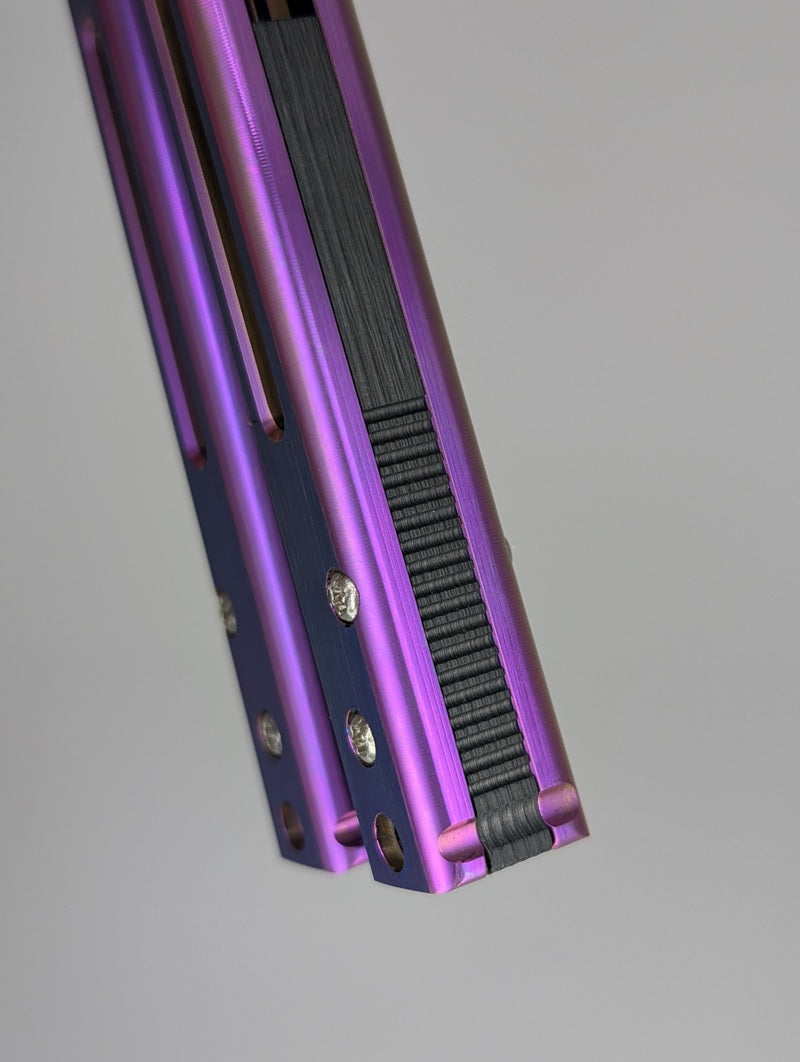 HOM Design 2022 Tempest Blurple Titanium w/ CF Spacer S35VN Live Blade Balisong