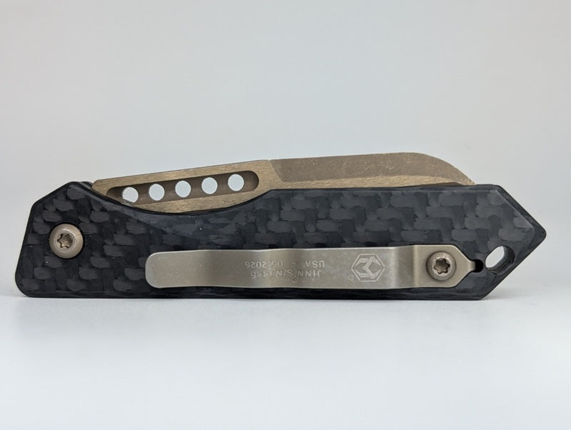 *Consignment* Heretic Knives Jinn Auto Bronze Carbon Fiber Folding Knife