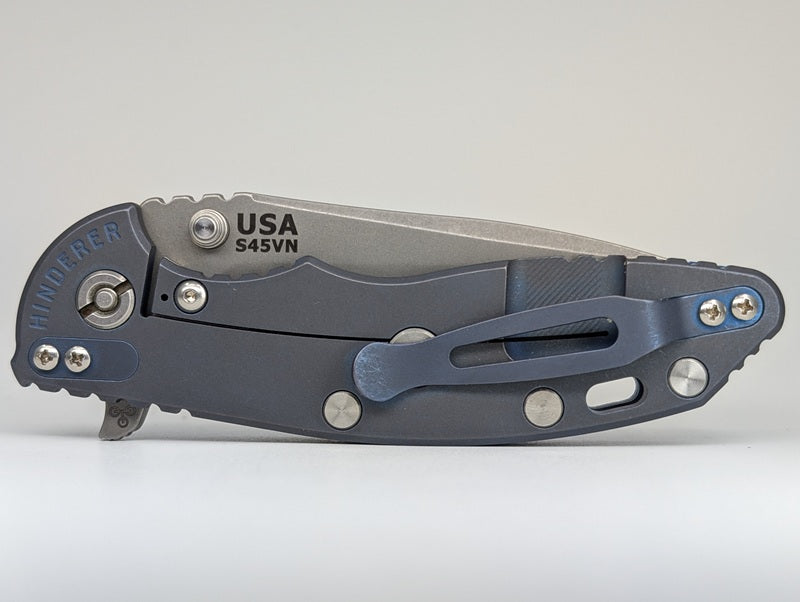 *Consignment* Hinderer XM-18 3.5" Blue G-10 / Battle Distressed Framelock Folding Knife