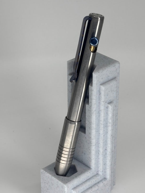 *Consignment* Big Idea Design Raw Titanium Bolt-Action Ballpoint Pen