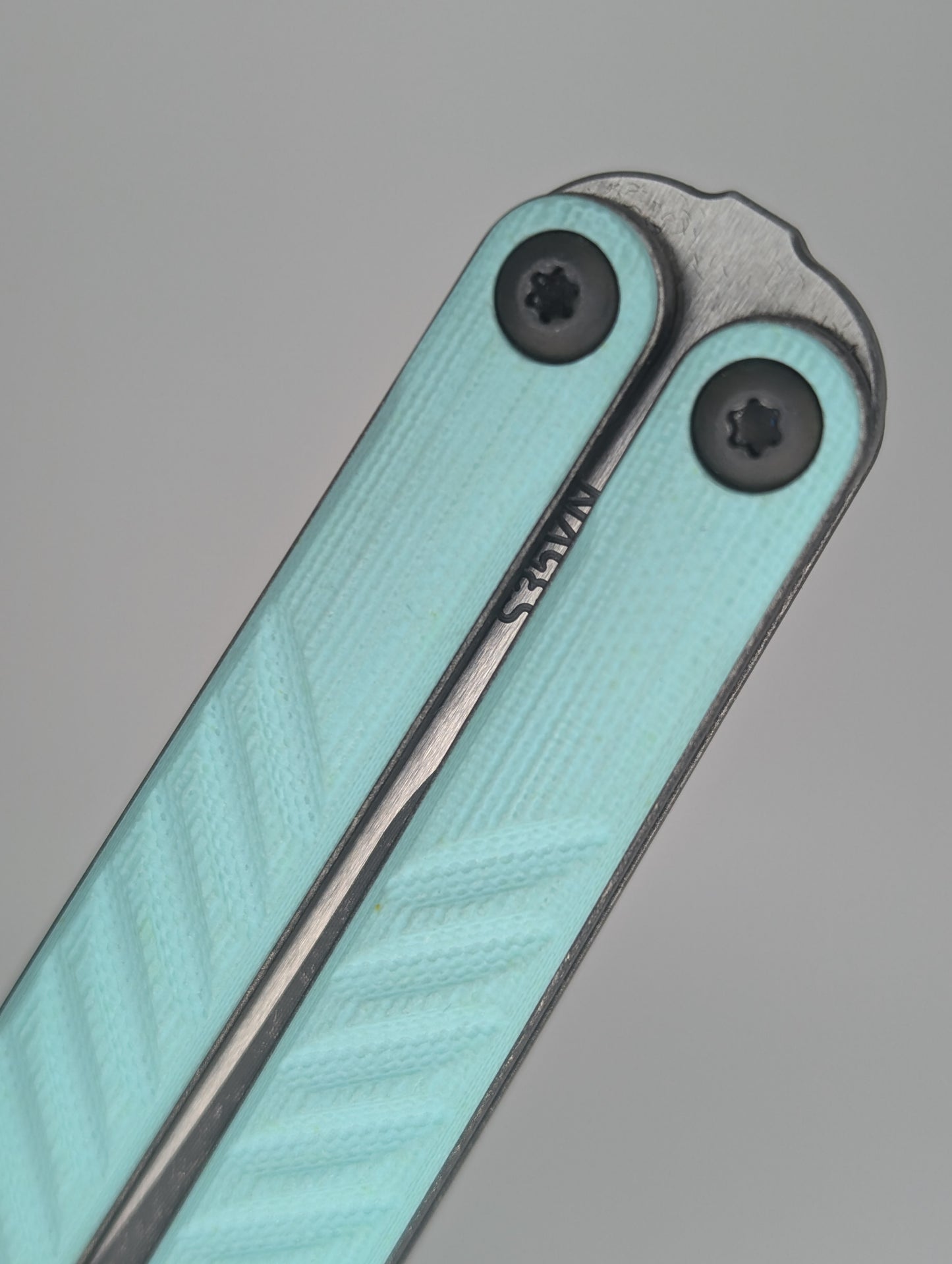 *Consignment* JK Design LiteTech Light Blue Live Blade Balisong