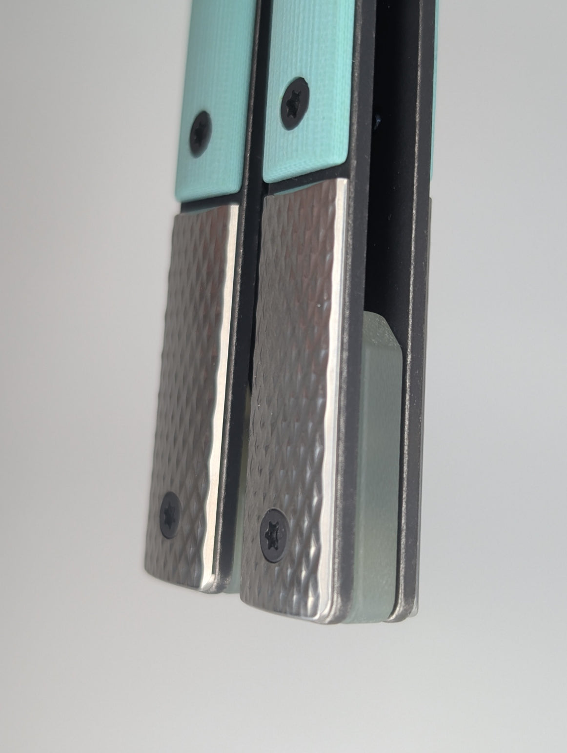 *Consignment* JK Design LiteTech Light Blue Live Blade Balisong