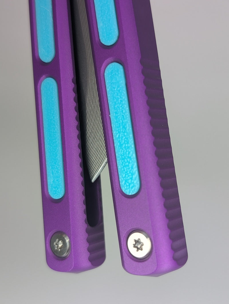 *Consignment* JK Design Regime Purple / Blue Live Blade Balisong #193