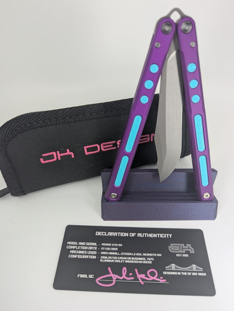 *Consignment* JK Design Regime Purple / Blue Live Blade Balisong #193
