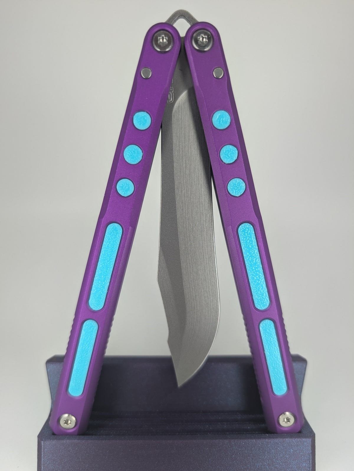 *Consignment* JK Design Regime Purple / Blue Live Blade Balisong #193