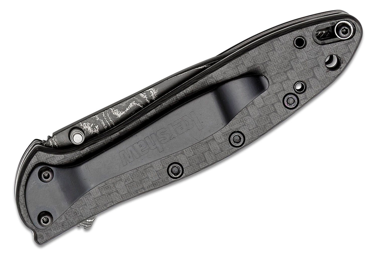 Kershaw 1660CFDAM Ken Onion Leek Assisted Flipper Knife 3" Damascus Blade, Carbon Fiber Handles