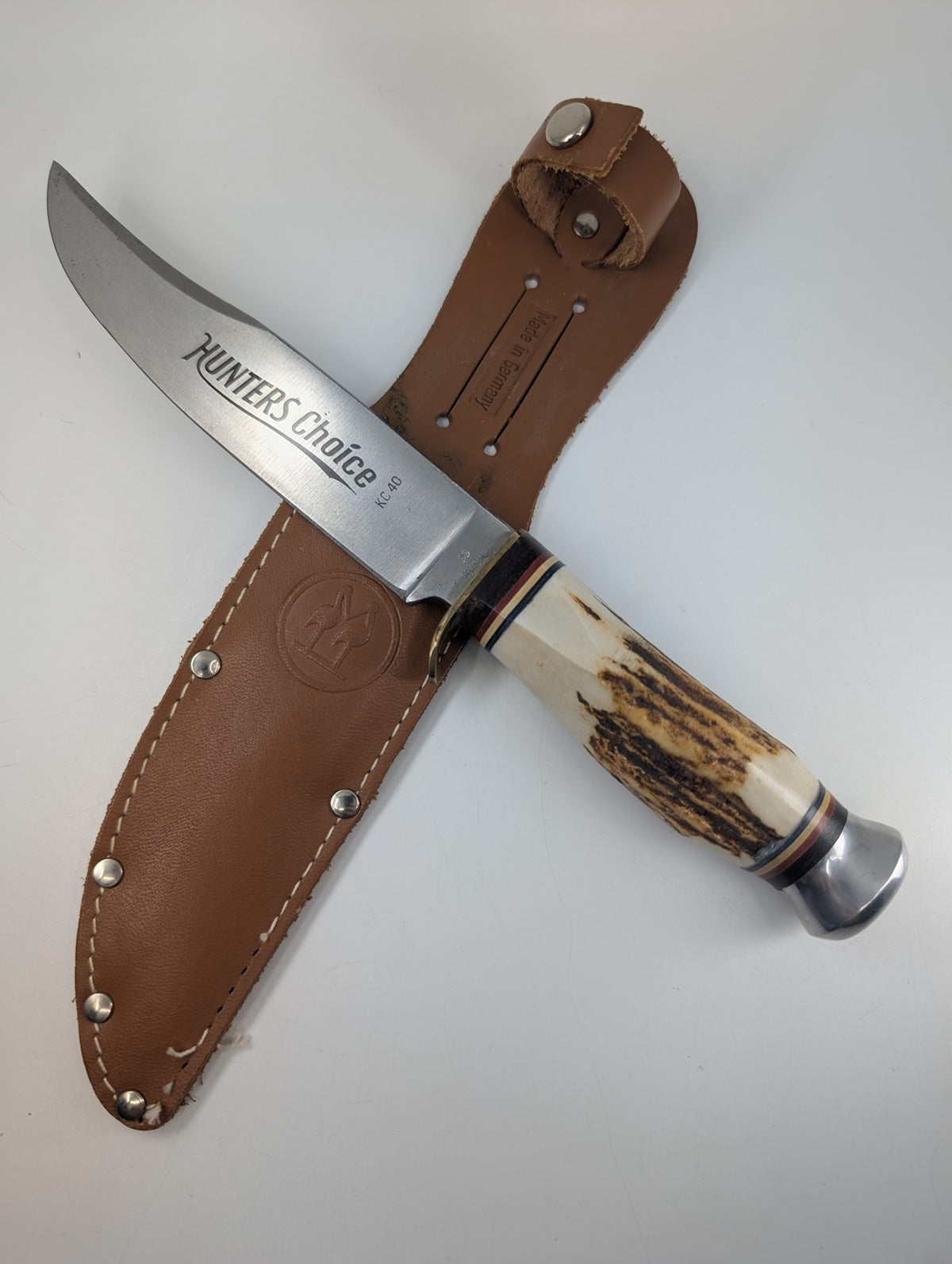*Consignment* Kissing Crane "Hunter's Choice" Stag Handle Fixed Blade Knife