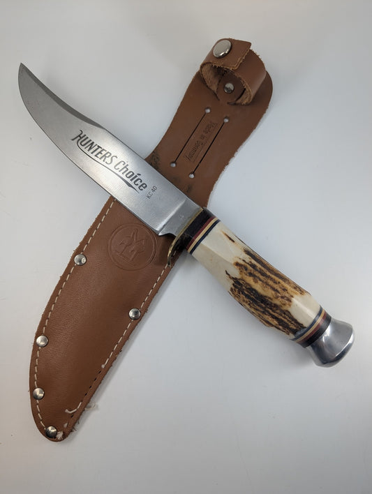 *Consignment* Kissing Crane "Hunter's Choice" Stag Handle Fixed Blade Knife