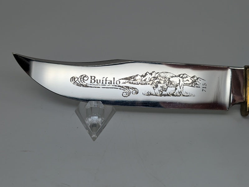 *Consignment* Kissing Crane 715 "Buffalo" Stag Fixed Blade Knife