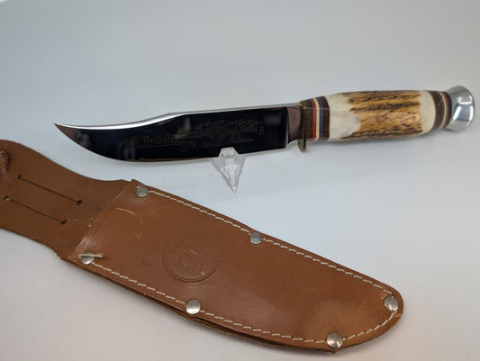 *Consignment* Kissing Crane 715 "Buffalo" Stag Fixed Blade Knife