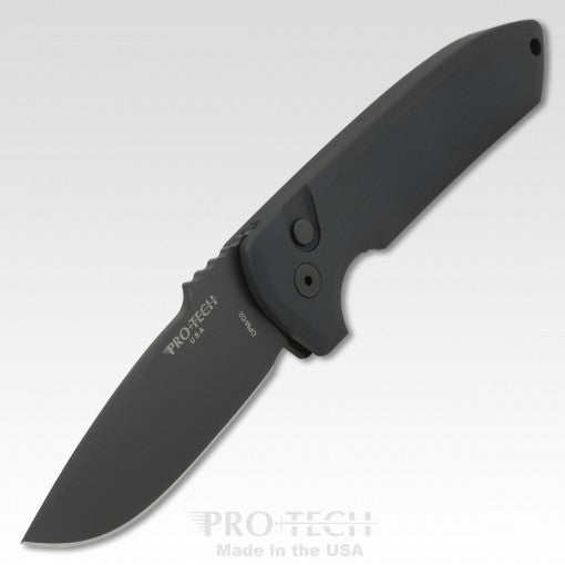 Protech Rockeye Auto Solid Black Handle DLC Black CPM-D2 Blade