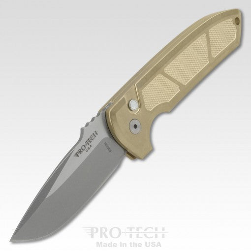 Protech Rockeye Custom AlBronze Handle Stonewash Blade Auto Folding Knife