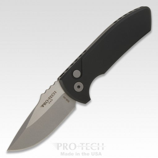 Protech Short Bladed Rockeye Solid Black Auto Folding Knife