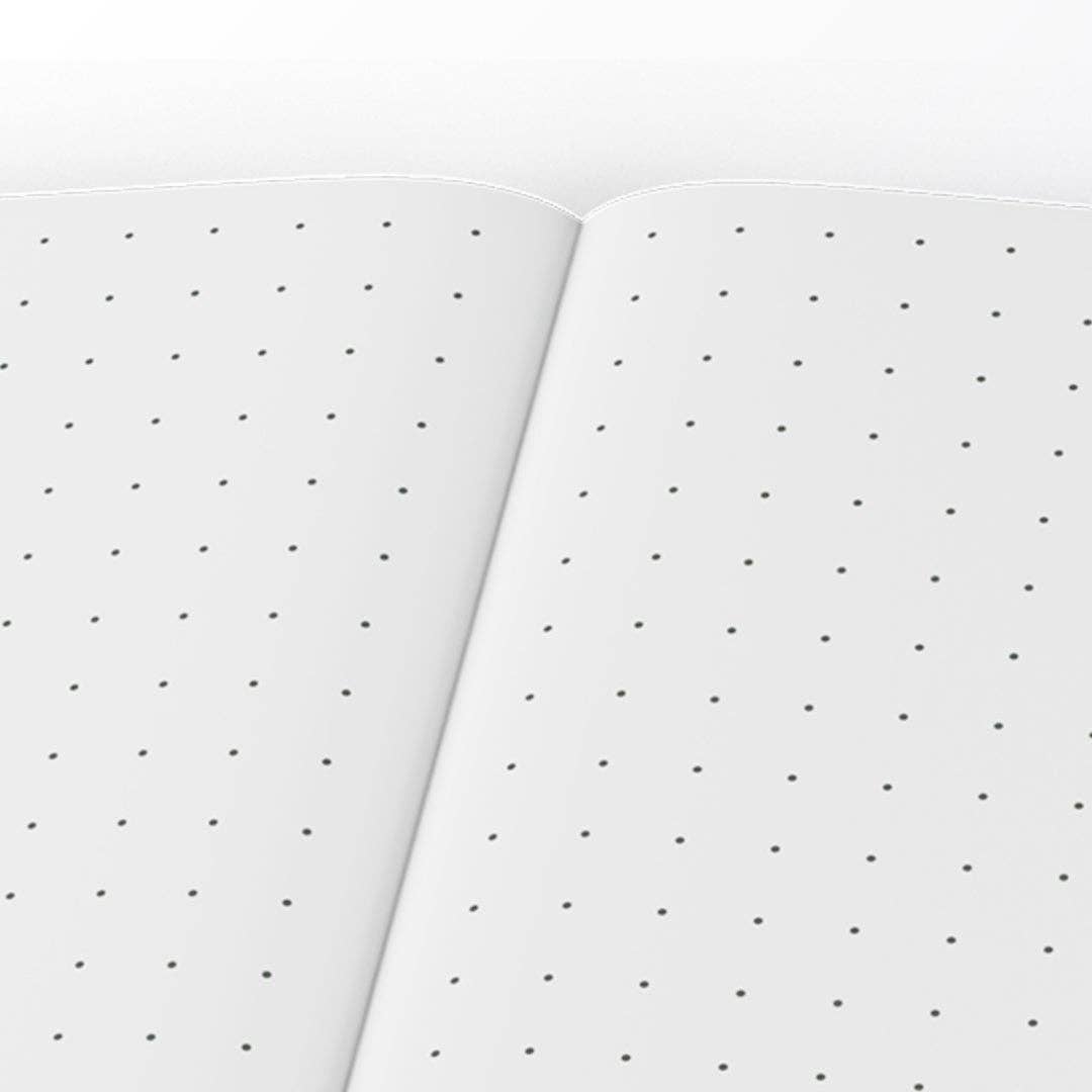 Two sheets of paper with dot grid pattern on a white background