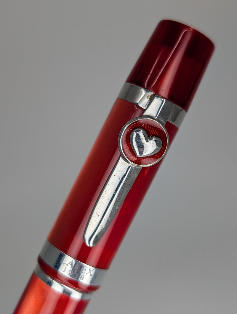 *Consignment* LALEX Vintage Red "Heart" Fountain Pen (M) / Ballpoint Pen Set