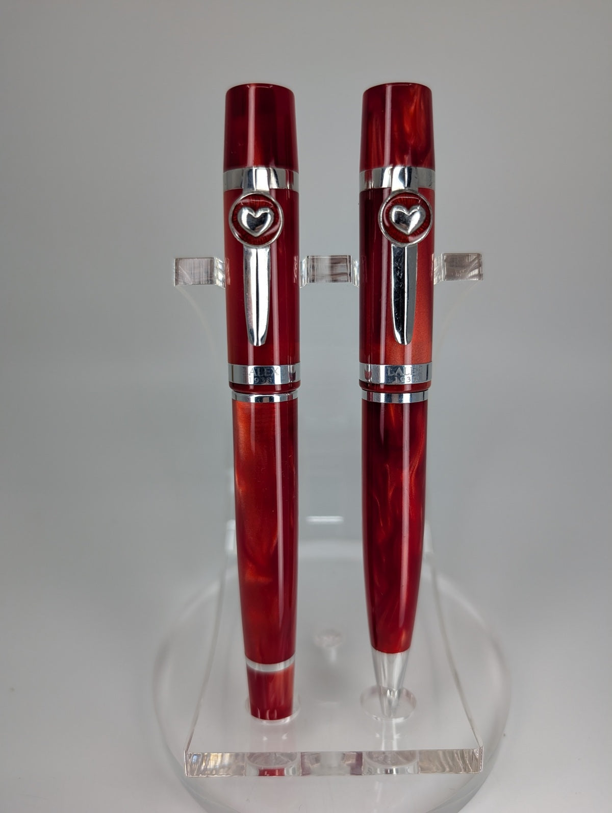 *Consignment* LALEX Vintage Red "Heart" Fountain Pen (M) / Ballpoint Pen Set