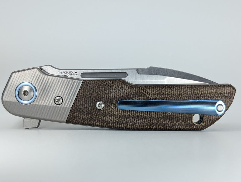 *Consignment* MKM Clap Green Canvas Micarta w/ Ti Bolster Linerlock Folding Knife