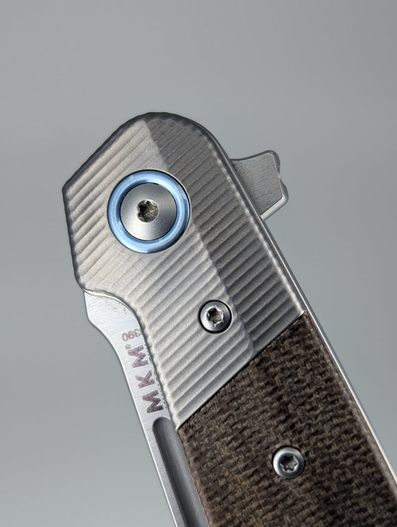 *Consignment* MKM Clap Green Canvas Micarta w/ Ti Bolster Linerlock Folding Knife