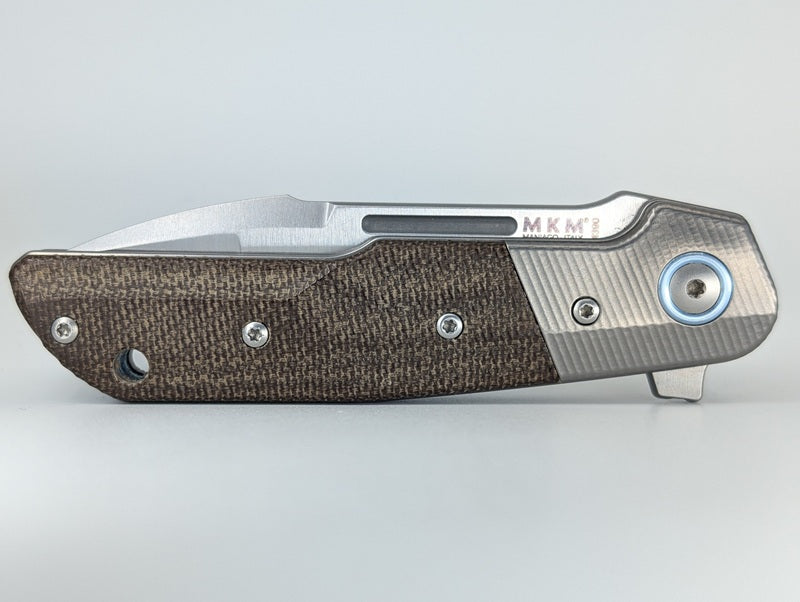 *Consignment* MKM Clap Green Canvas Micarta w/ Ti Bolster Linerlock Folding Knife
